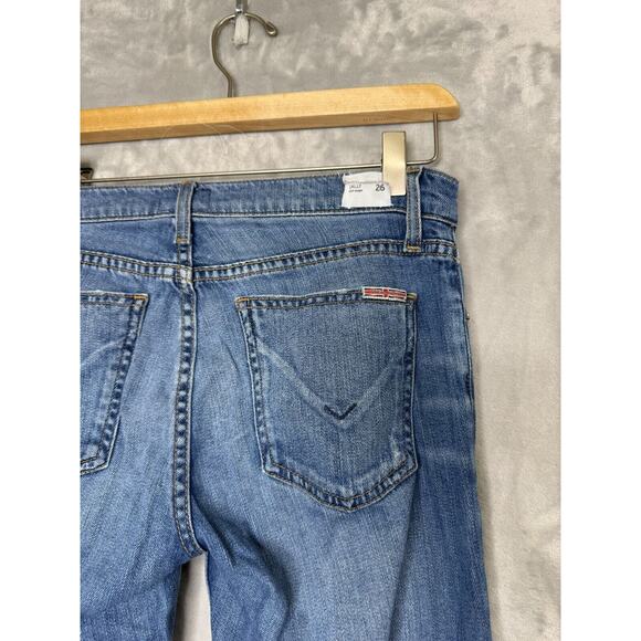 Hudson Tally Crop Skinny Jean Womens 26 Medium Blue Distressed Denim Low Rise - Picture 3 of 12